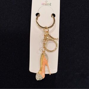 BAG CHARM Mint Stylish Creamy Nude and Gold Heel Keychain